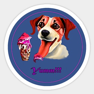 Dog Licks Ice cream Sticker